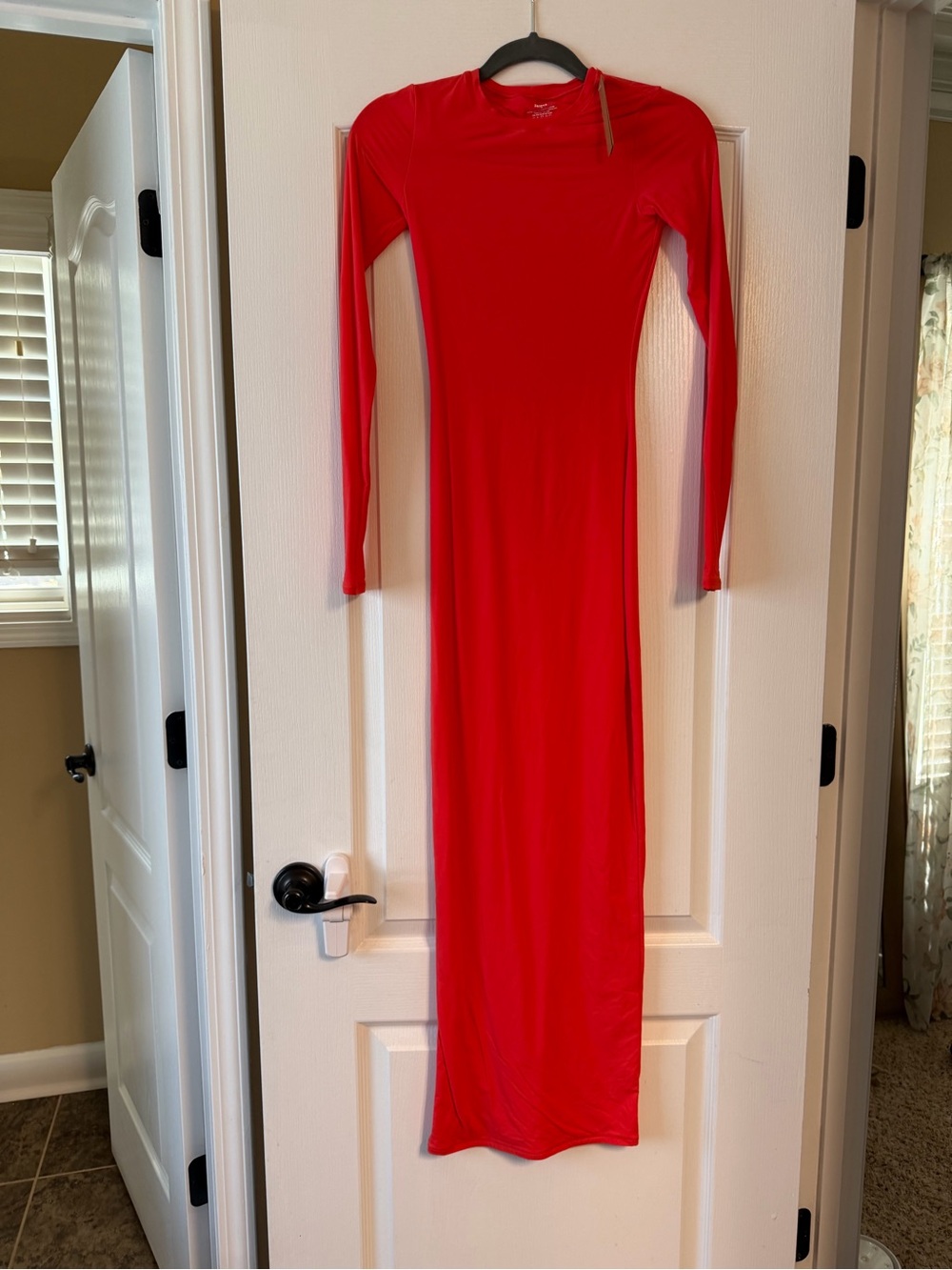 SKIMS Red Long-Sleeve Maxi Dress